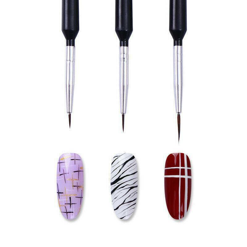 3X Nail Art Pen Dotting Drawing Painting UV Gel Liner Polish Brush Accessories