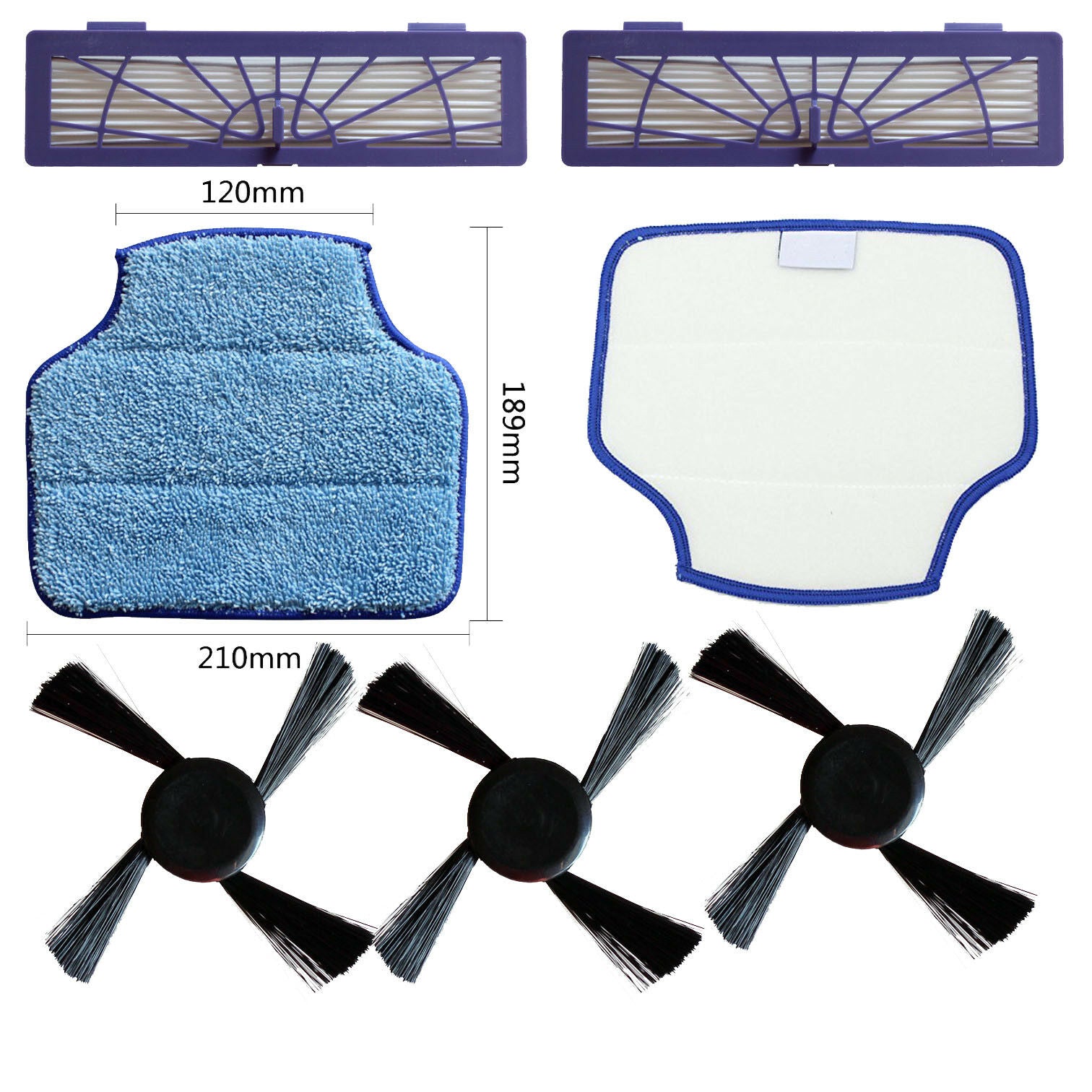 Hepa Filters Mop Pads Kit For Neato BotVac 70e 75 85 80 D75 D85 Cloth Washable