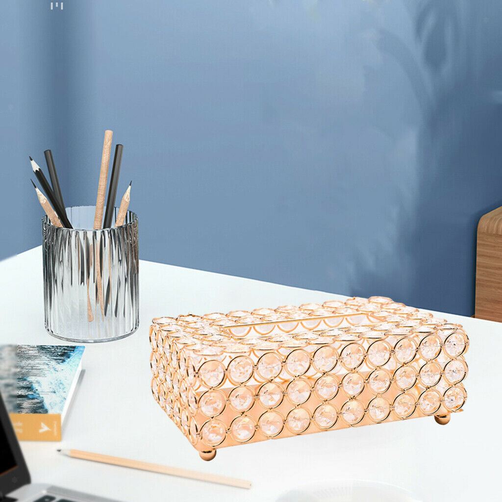 Crystal Tissue Box Cover Rectangle Decorative Napkin Toilet Paper Case