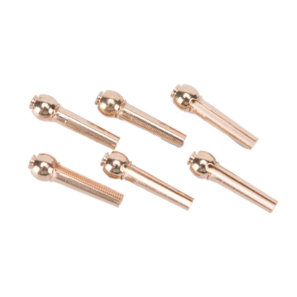 6Pcs Brass Bridge Pins for Acoustic Guitar 27mm Length Head Diameter 8mm DD
