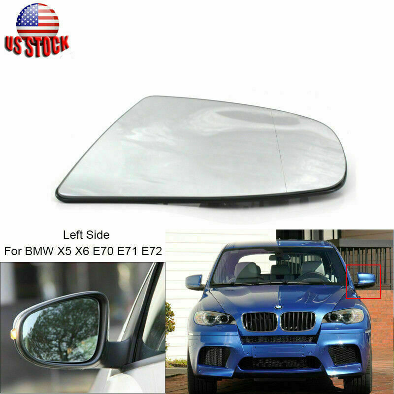 Driver Left Side Rearview Mirror Glass Heated Lens Clear For 2007-2013 BMW X5 X6