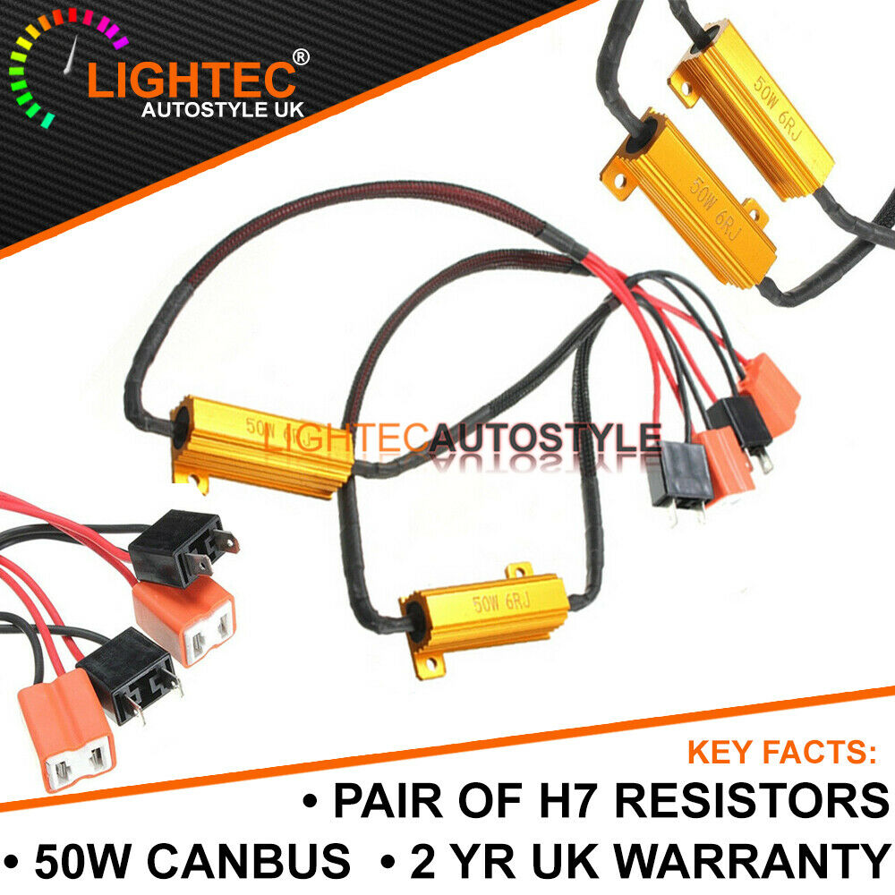 2X 50W H7 LED HID HEADLIGHT CANBUS ERROR FREE CANCELLER DECODER LOAD RESISTORS