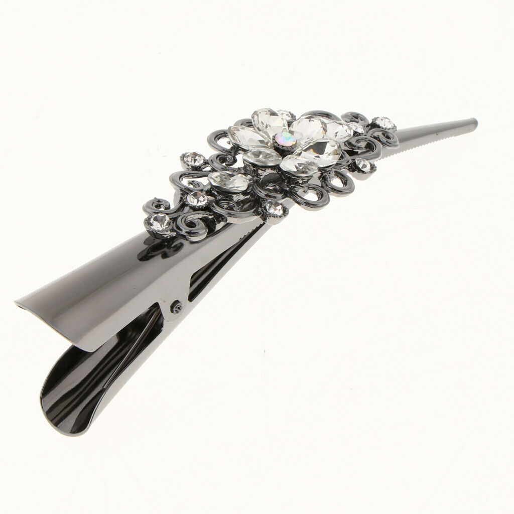 2X Metal Crystal Hair Clips Crocodile Hair Grips Hair Clasp Hairpin New White