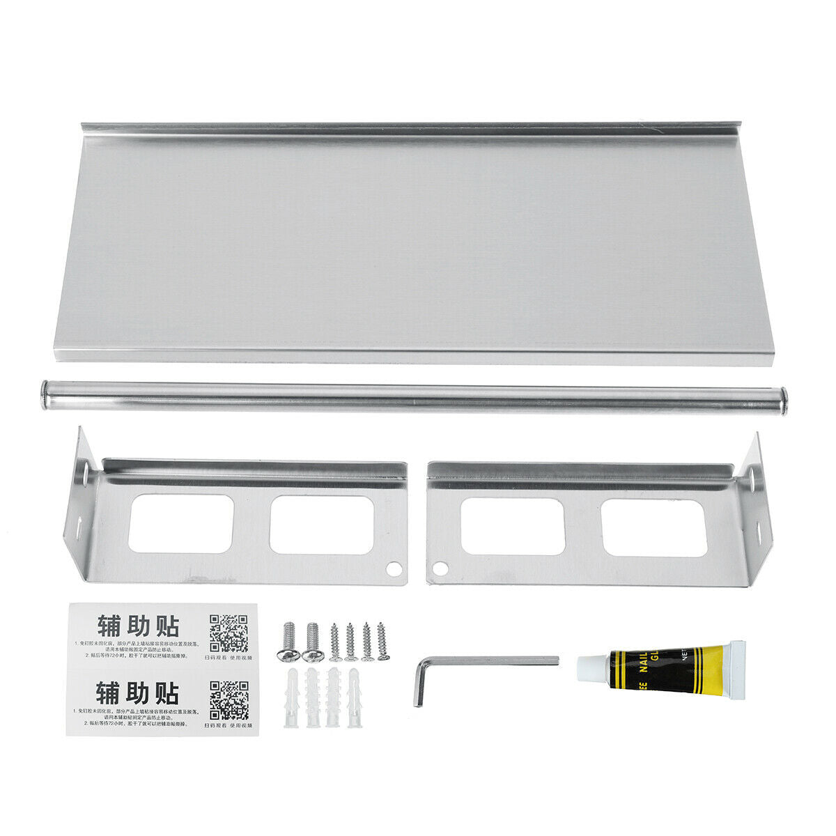 Kitchen 30cm Rack Organizer Wall Mounted Sauce Bottle Shelf Stainless Steel +