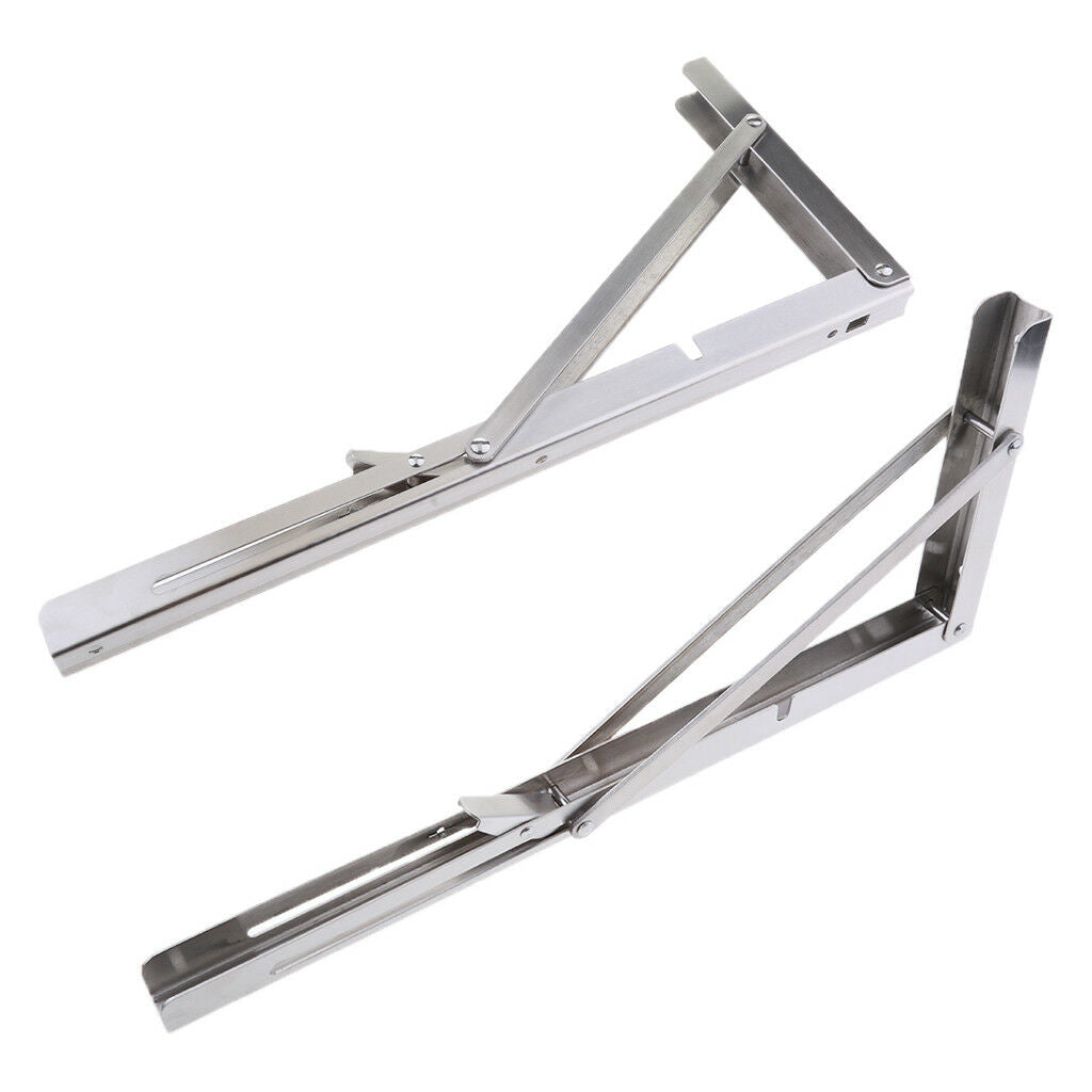 2pcs Boat Foldable Bench Shelf Table Bracket Support Stainless Steel 16"
