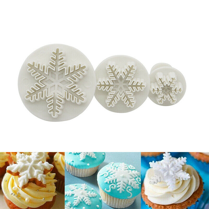 3pcs/Set Snowflake Plunger Cutter Cake Mold DIY Fondant Cake Sugarcraft D.l8