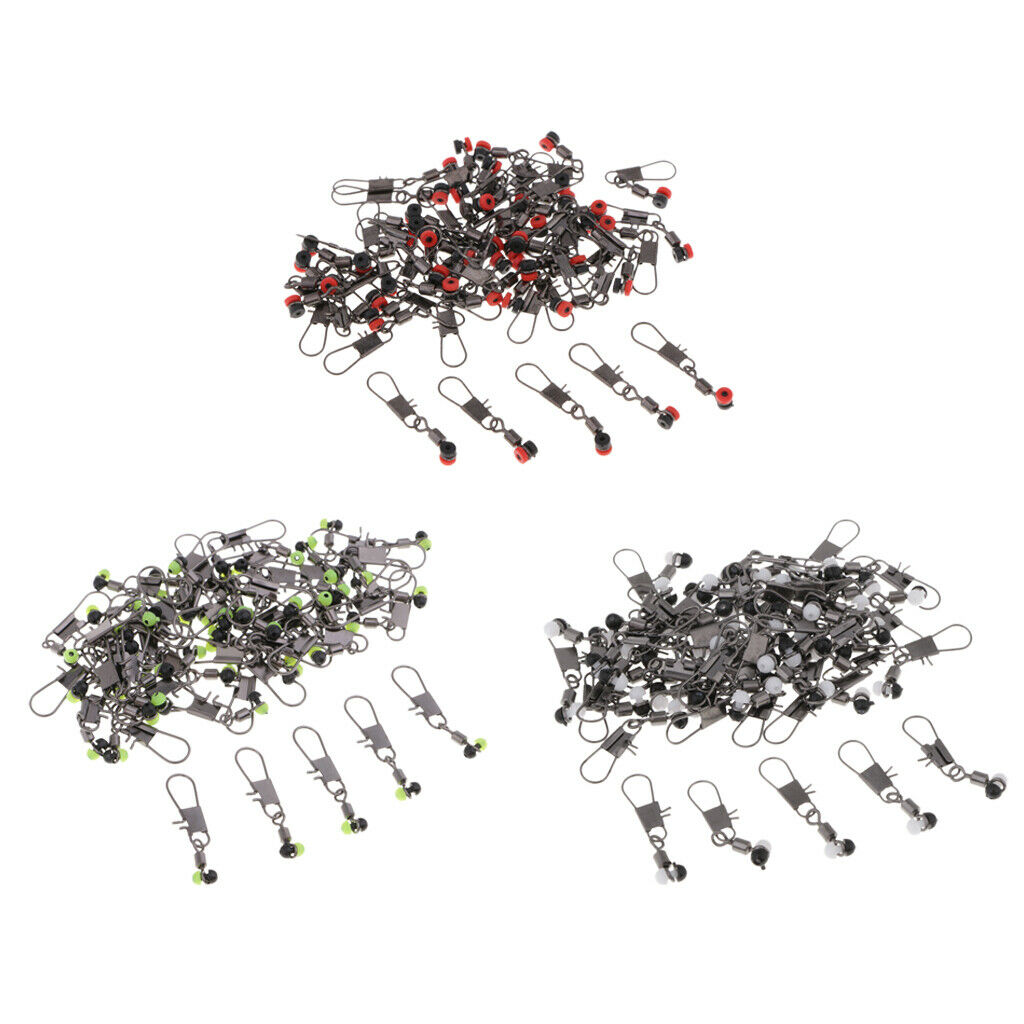 50 Pieces Fishing Barrel Rolling Swivels with Interlock Snaps Connectors S
