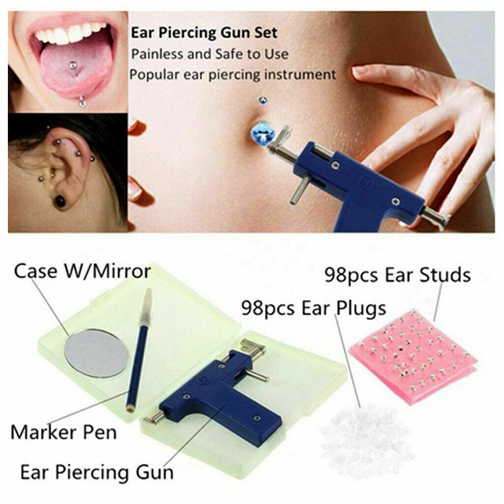 Stainless Steel Ear Piercing Gun Body Piercing Tools Kit Ear Nose Navel Piercing