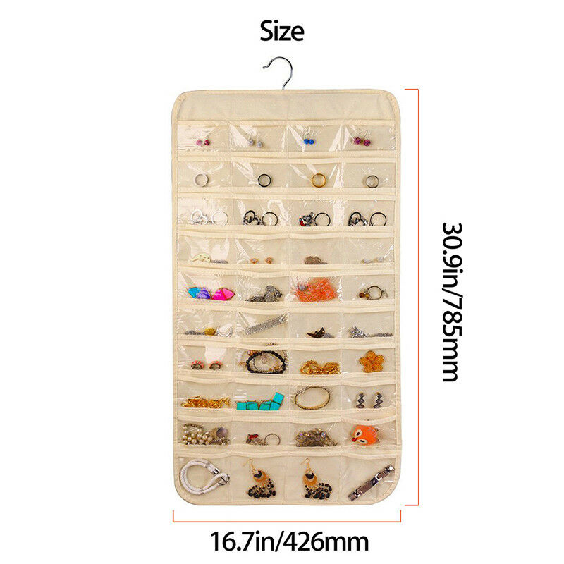 80Pockets Hanging Jewelry Organizers Storage for Holding Earring Jewelrie NT JBD