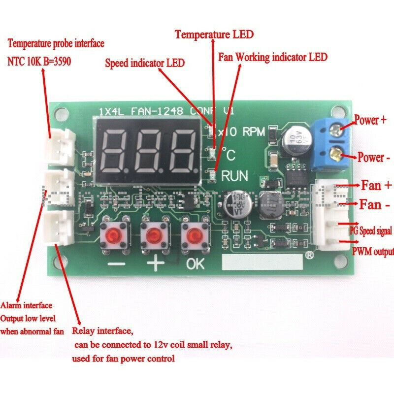 5A  DC 12-48V PWM Motor EC EBM Fan Speed Controller governor temperature control