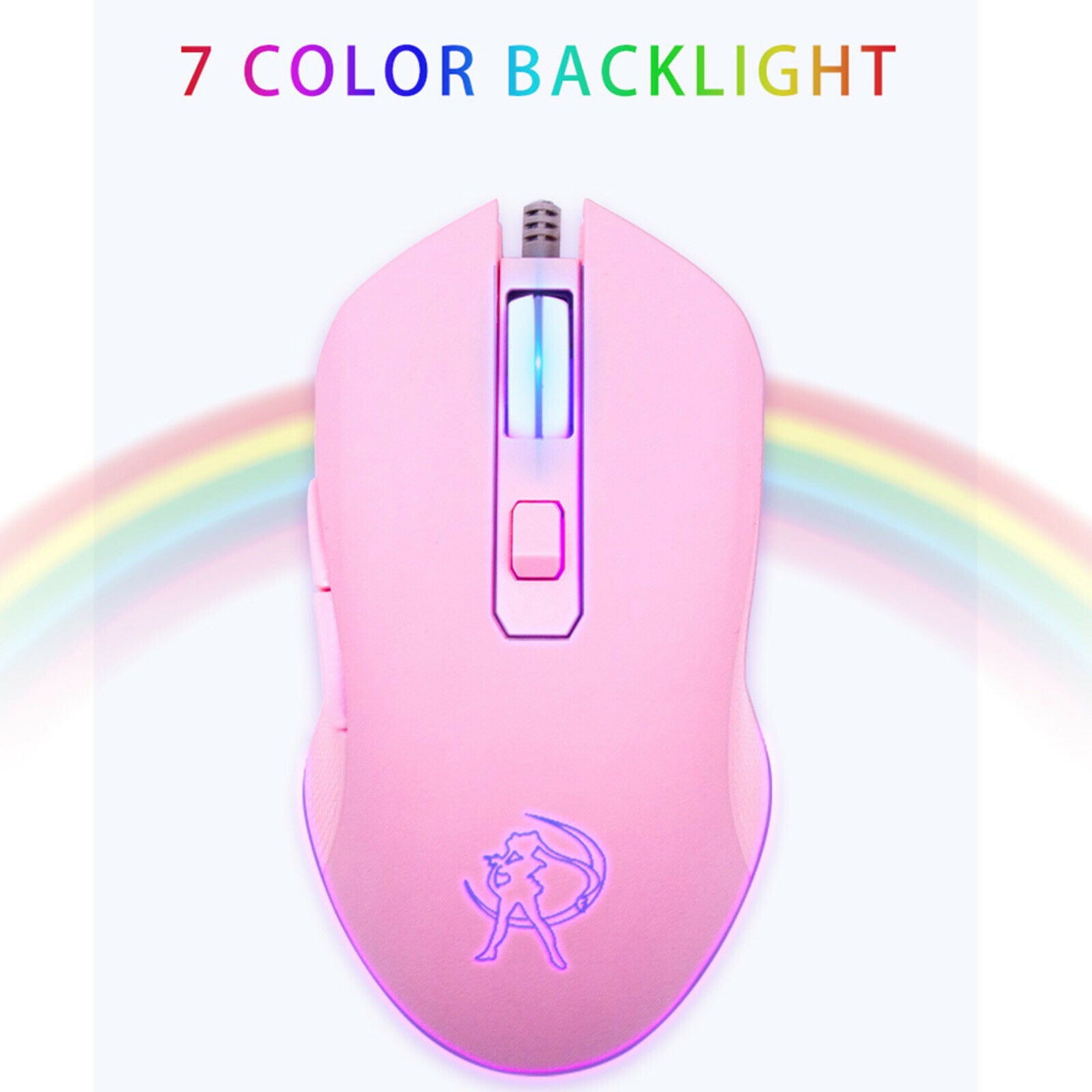 Gaming Mouse Wired with 7 Colors Backlit, 6 Buttons 1600 DPI for Gamer PC