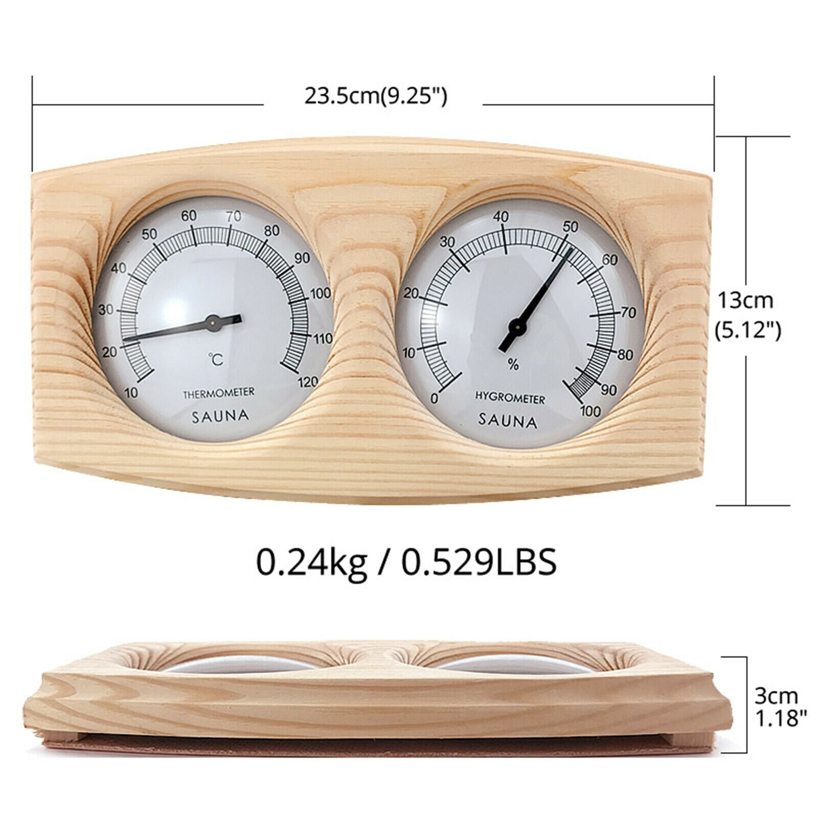 2-in-1 Accurate Wall Mounted Thermometer Hygrometer Sauna Room Equipment