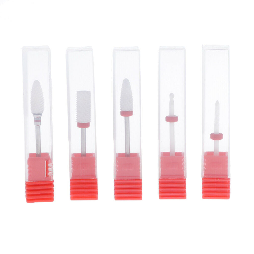 5x Ceramic Nail Drill Bits Set 3/32 "Sanding Polishing Bit
