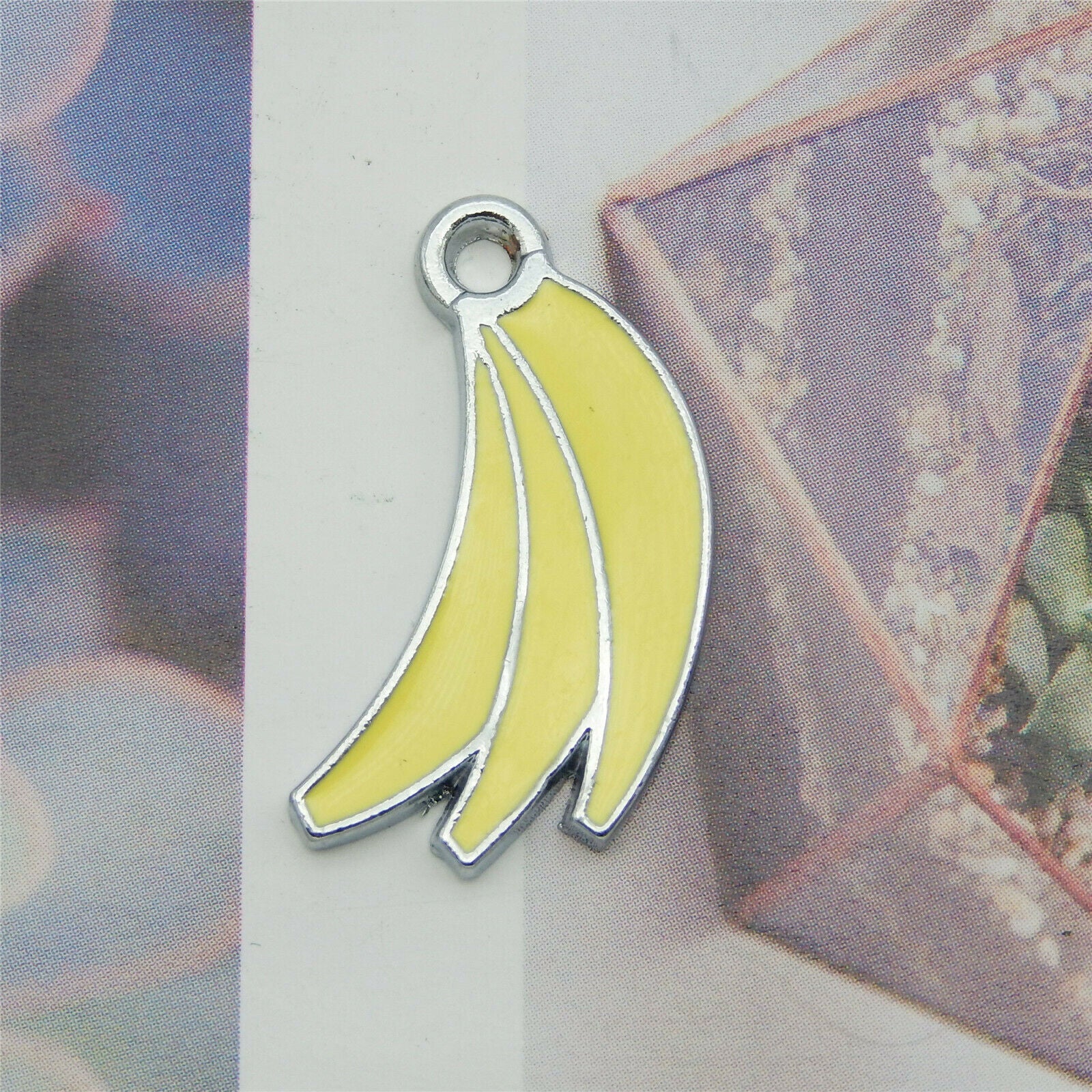 10 pcs Alloy Enamel Banana Charm Pendant Earring Dangle Jewelry Making 26x13mm