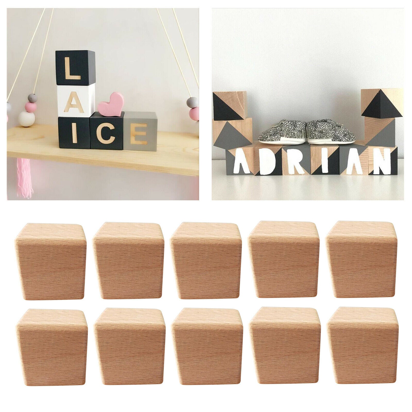 Natural Wood Cube Blocks Unfinished Wood Shapes for DIY Crafts Kids Hobbies
