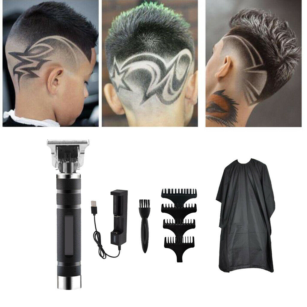 Electric Trimmer Boys Men's Hair Clipper & Cape Kit with Guide Combs Family