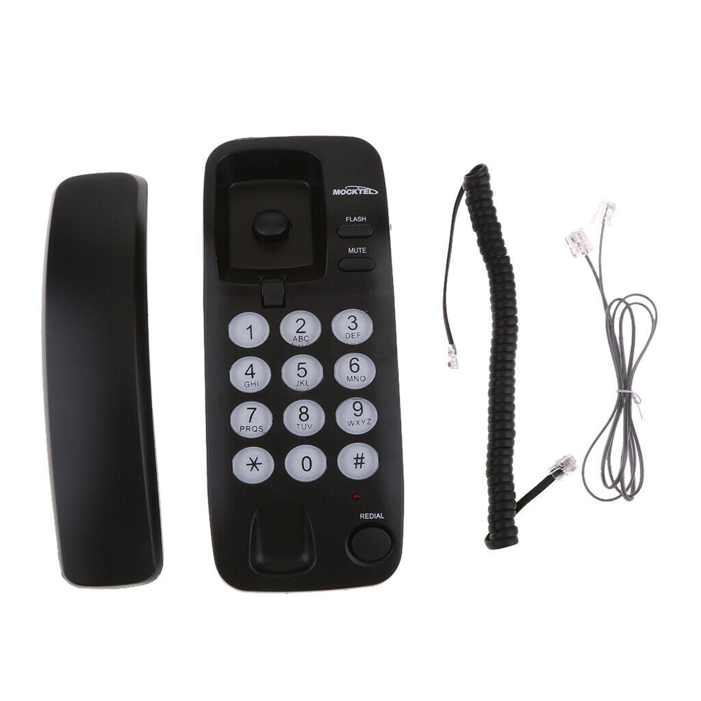 Multifunction Mini Corded Desk Phone Office Fixed Business Wired Black