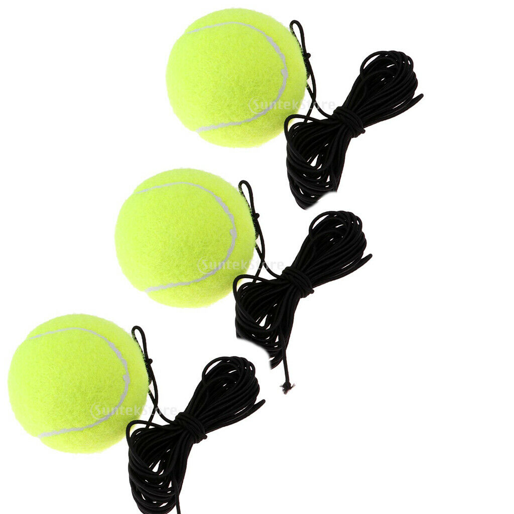 3x Tennis Training Ball W/ Elastic Rope Ball On String Trainer Practice Exercise