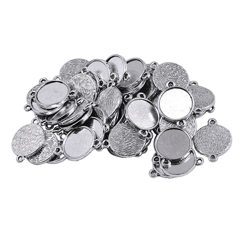 50x Double Bail Blank Cabochon Connector Setting Base DIY Necklace Findings