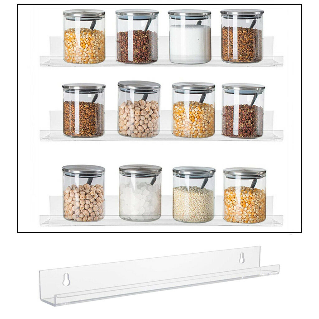 Wall Mounted Seasonings Bottles Rack Organizer Holder for Kitchen Door Clear