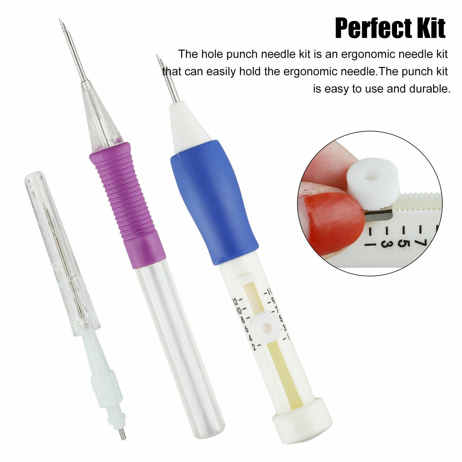 DIY Punch Needle Magic Embroidery Pen Set Stitching Thread Tool Sewing Craft Kit