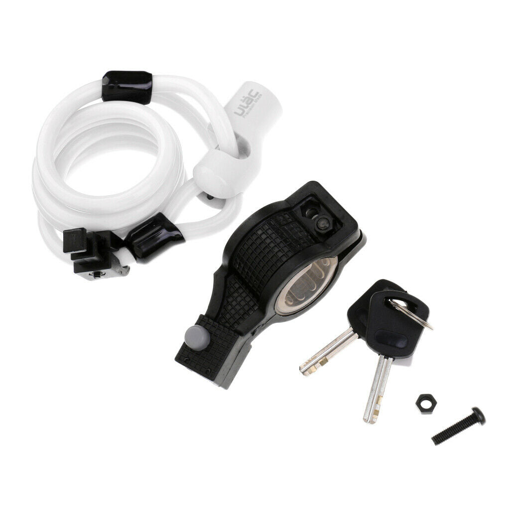 Loop Lock Bicycle Bike Cycle Self Coiling Spiral Cable Lock with 2 Key White