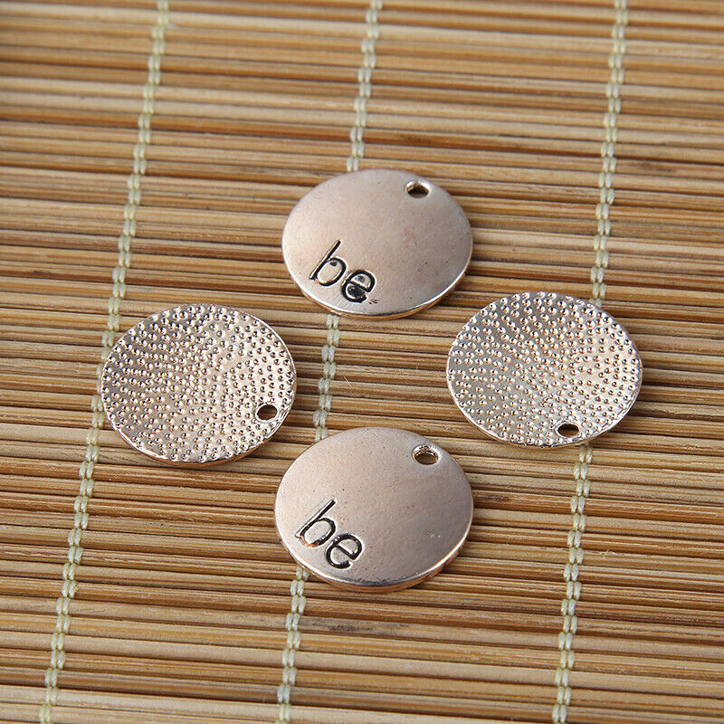 10Pcs Rose Red Round "Be"Charm Pendant Jewelry Charms Necklace Craft Making DIY