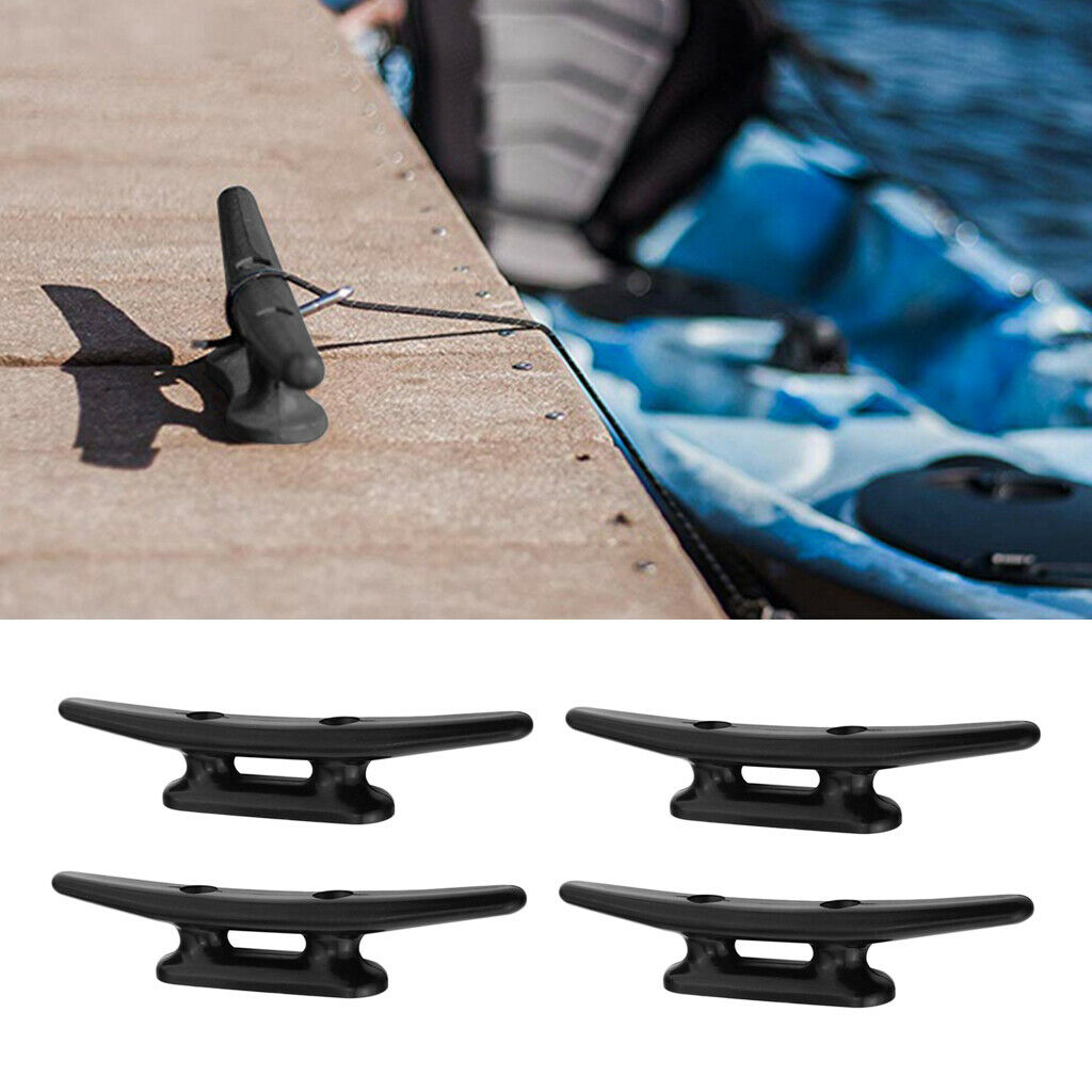 4pcs Heavy Duty 8" Nylon Marine Boat Flat Top Low Cleat Rope Tie Hardware