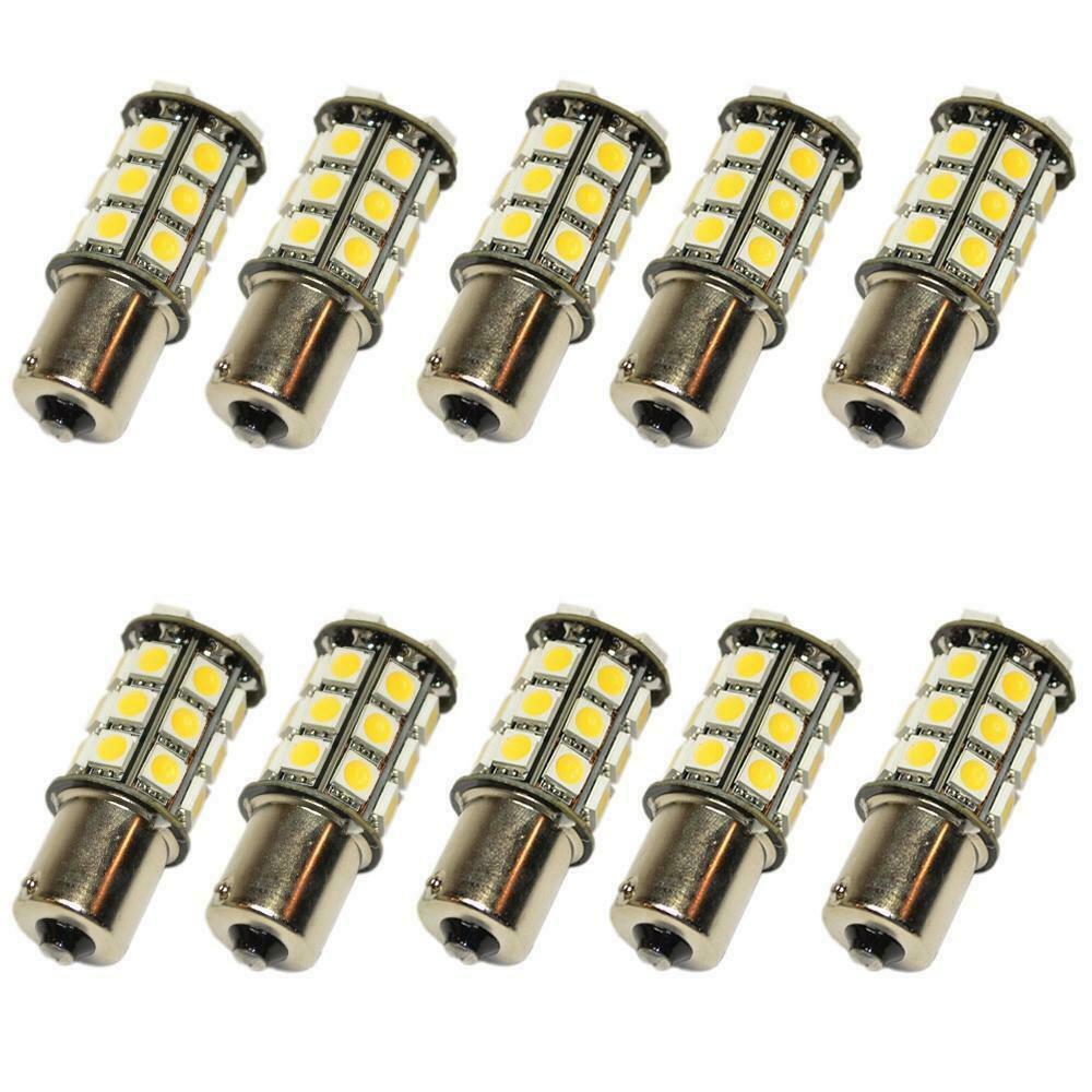 10pcs Warm White 1156 BA15s 27smd 5050 Led Car Emergency Lamp Rv Camping Light