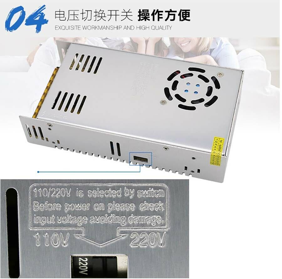 36V 10A 360W Regulated Switching Power Supply Transformer PSU DC Built-in Fan
