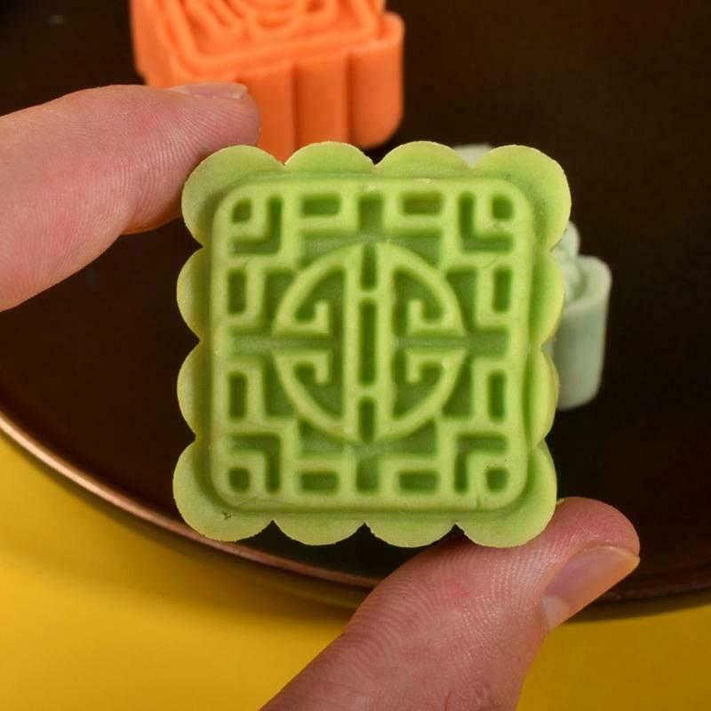 50g 4pcs Square Stamps Hand-Pressure Moon Cake Mould Mid Autumn Festival DIY