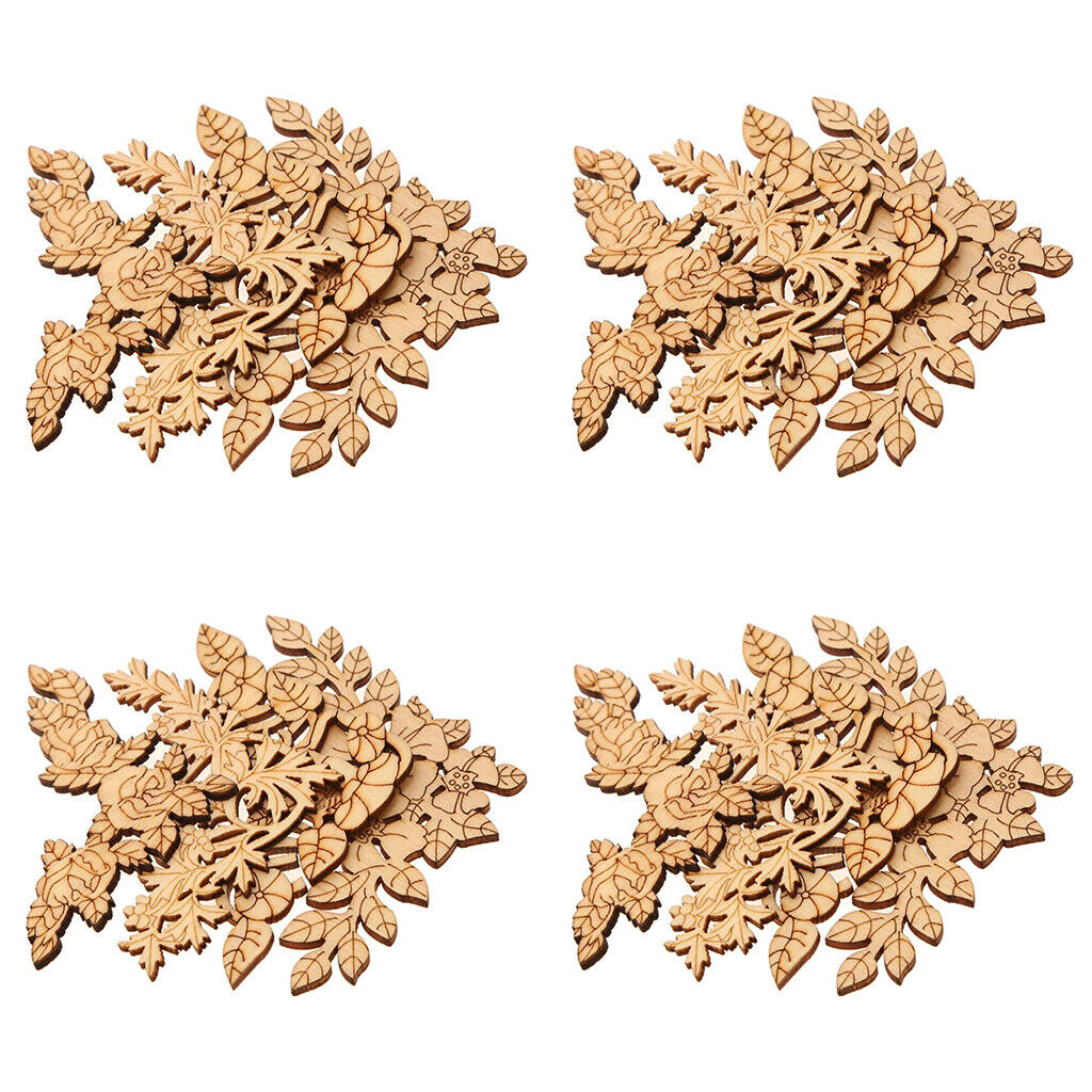 16x Unpainted Flowers Wooden Carved Corner Door Rose Decorative Onlay Applique