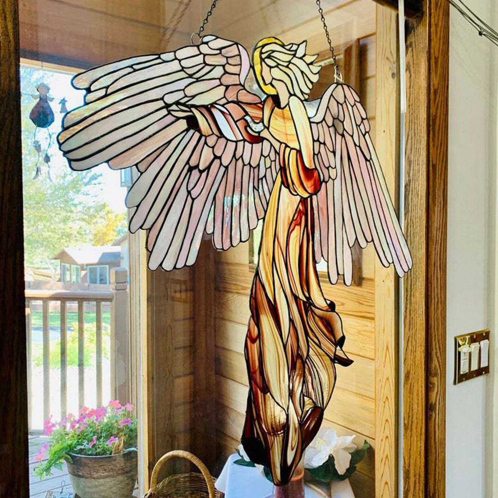 Wall Art Garden Home Decoration Hanging Angel Wings Pendant Ornament 30x29cm