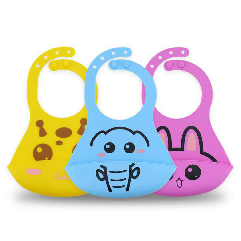 2Piece Waterproof Silicone Infant Toddlers Baby Bibs w/Food Catching Pocket
