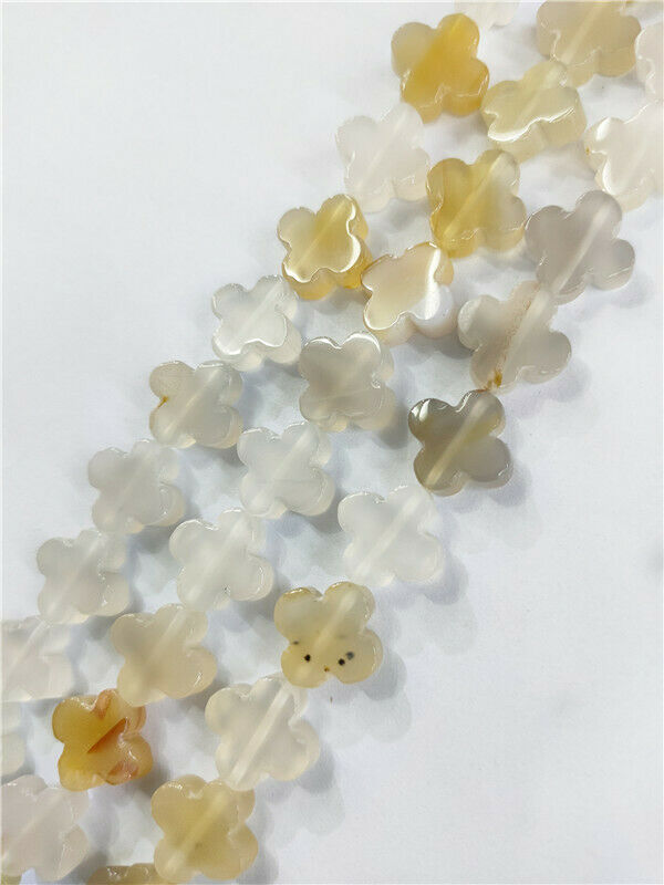 1 Strand 14x4mm Natural Gray Agate Clovers Spacer Loose Beads 15.5inch HH190