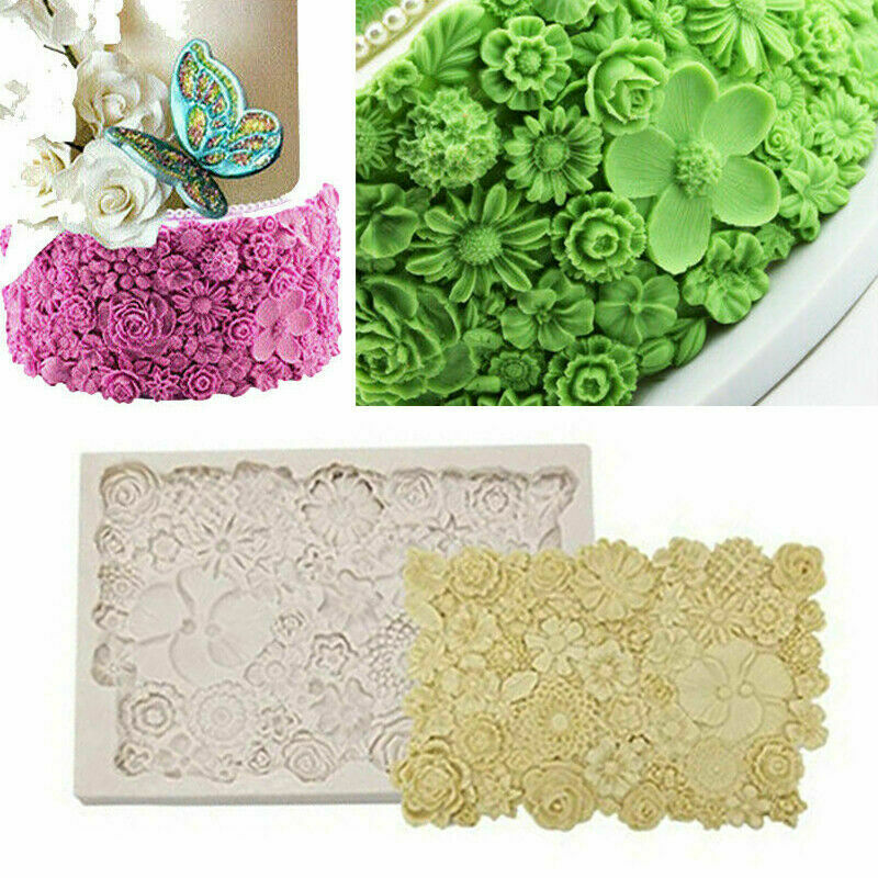 Flower Daisy Rose Silicone Cake Fondant Decorating Border Mould Baking Mold BDA