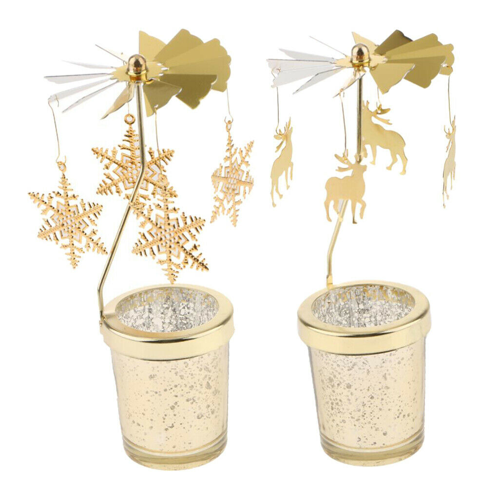 2x Carrousel Tealight Rotating Candleholder Romantic Light Xmas Gift
