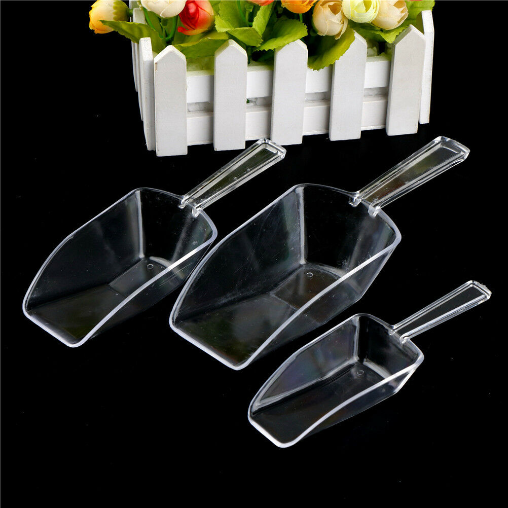 3pcs Clear Plastic Ice Scoops Sweets Candy Buffet Wedding Party Bar Accessor Tt