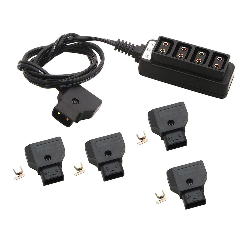 Male D-Tap Power Tap to 4 Female D-Tap Hub with 4 Pieces Male D-Tap Plug