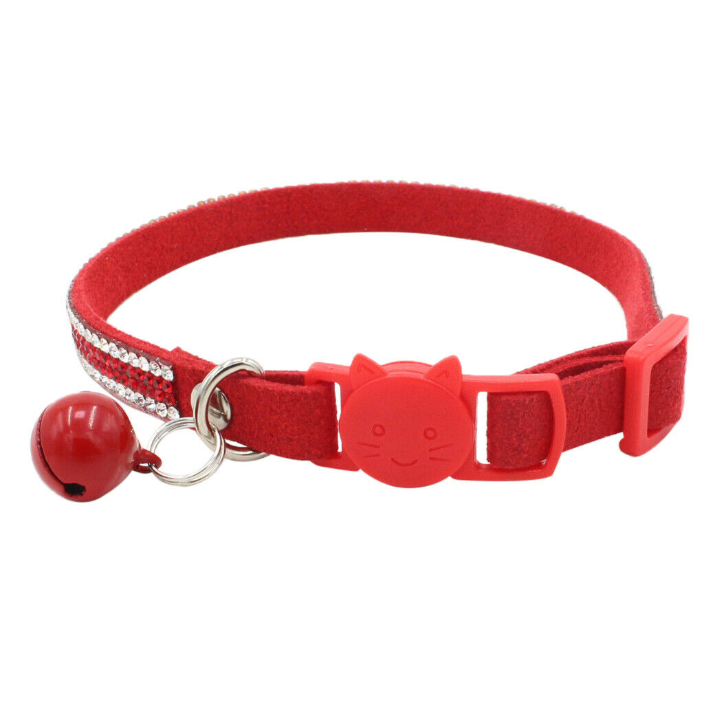 Pet Small Dog and Cat Crystal Diamonds Collar with Bell Red XS