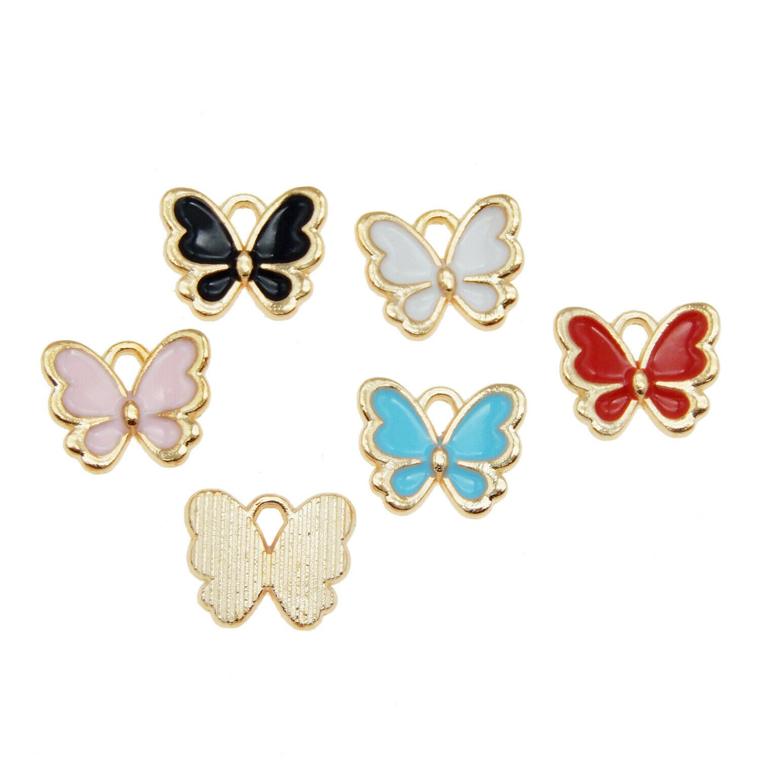 Mixed Color 13x11mm Enamel Butterfly Pendant Charms Jewelry DIY Accessories 40pc