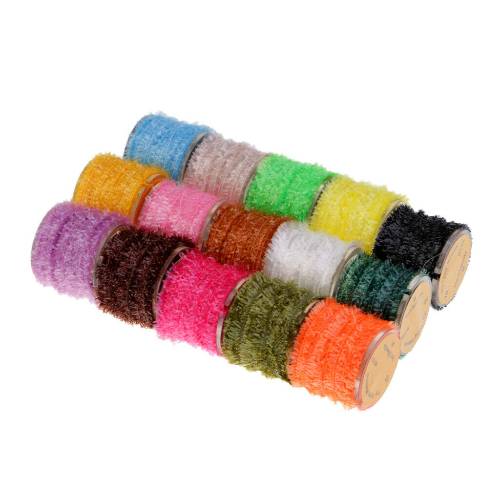 15 Rolls Tinsel Chenille Line Crystal Flash Line Fly Fishing Tying Materials