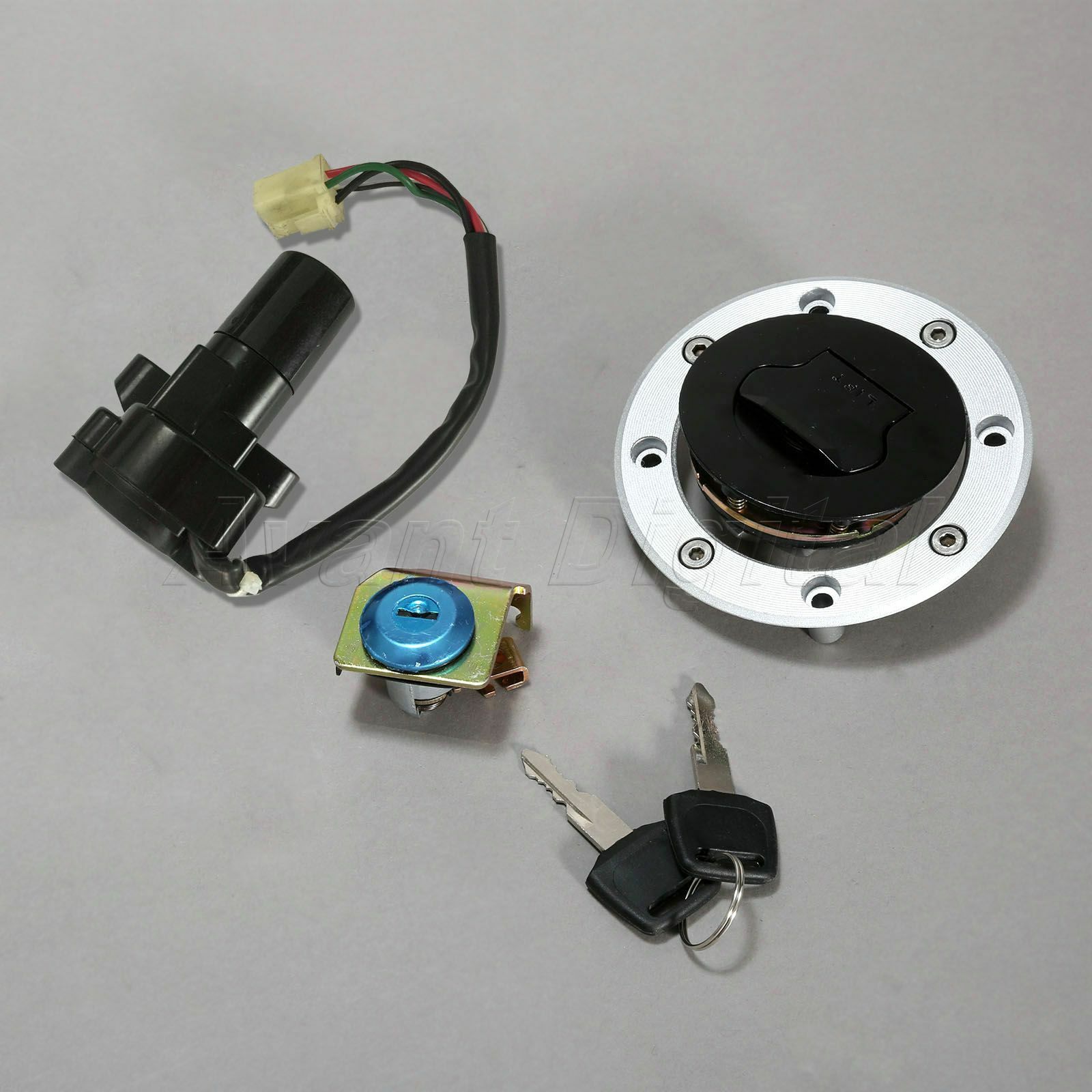 Motorcycle Ignition Switch Fuel Gas Cap Seat Lock Key Set for Suzuki GS500 2008