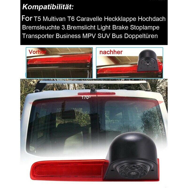 Car Waterproof High Brake Light Reversing Camera Rear View Camera for T5 T6 CaE5