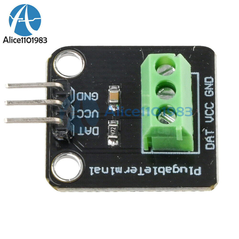 DS18B20 Temperature Sensor Probe Waterproof Plugable Terminal Adapter Module Kit