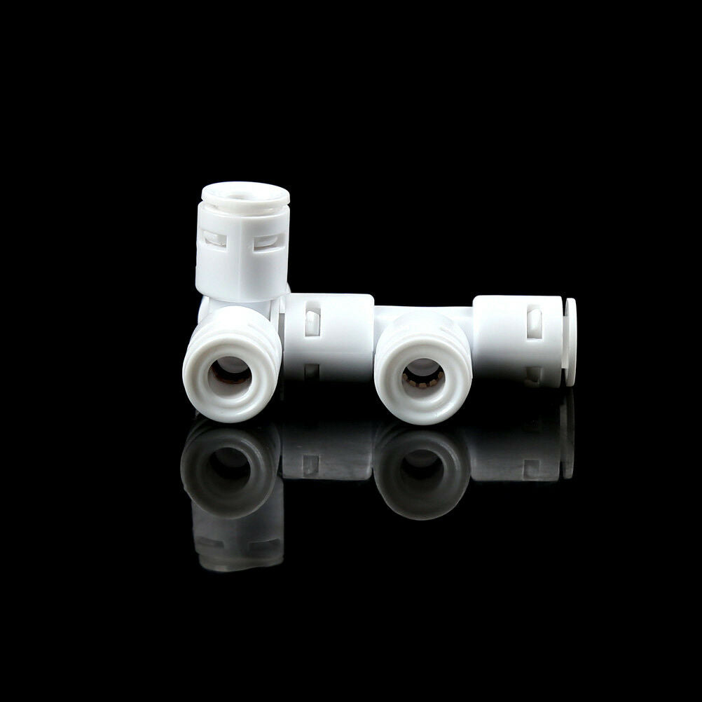 2pcs 1/4" 3-way Union Tee Tube Quick Connect Push Fit RO Water Reverse OsmY1