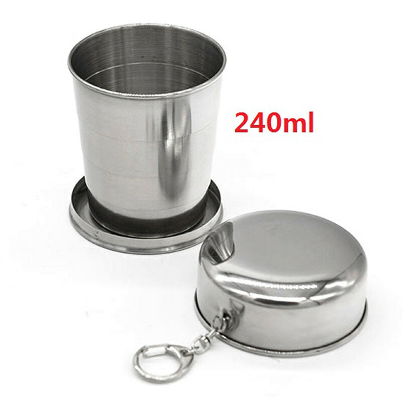 240ml stainless steel portable outdoor travel folding collapsible cup telesc Tt