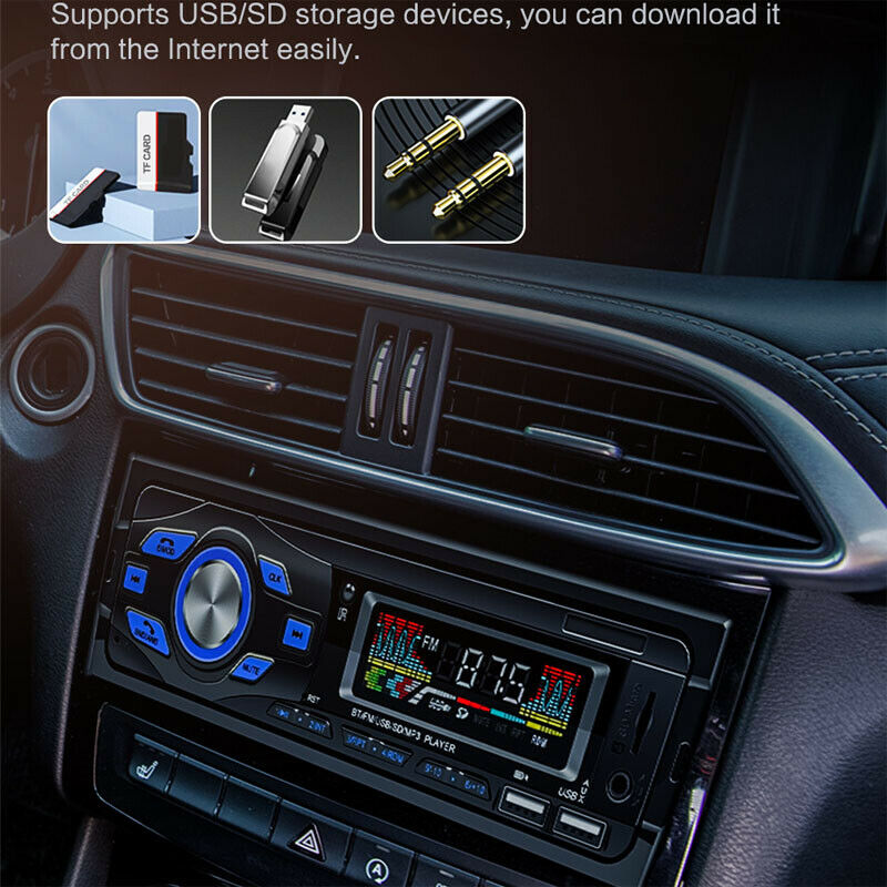 Car Radio MP3 Player Bluetooth Hands-Free Card U Disk USB Charger WMA/WAV/FLAC