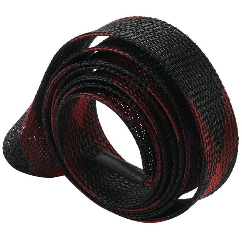 Fishing Rod Cover Rod Braided Strap Reel Cover Glove Protector (Black red) E4Z9