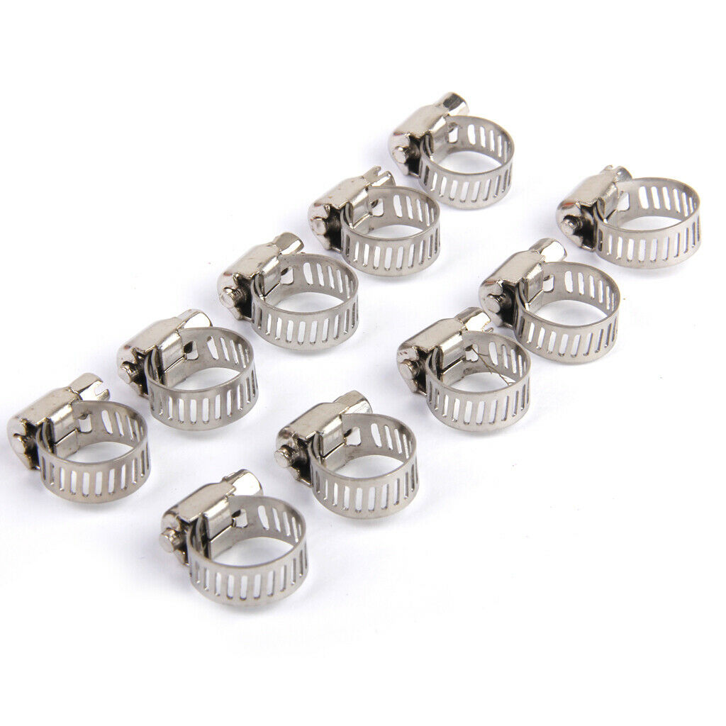 10pcs Adjustable Fuel Gasoline Pipe Hose Clamps Stainless Spring Clamp 8 12mm